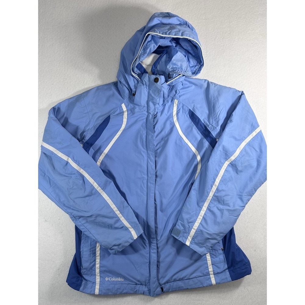 Columbia Titanium Interchange Jacket Womens Small Blue Omni-Tech Hooded Coat